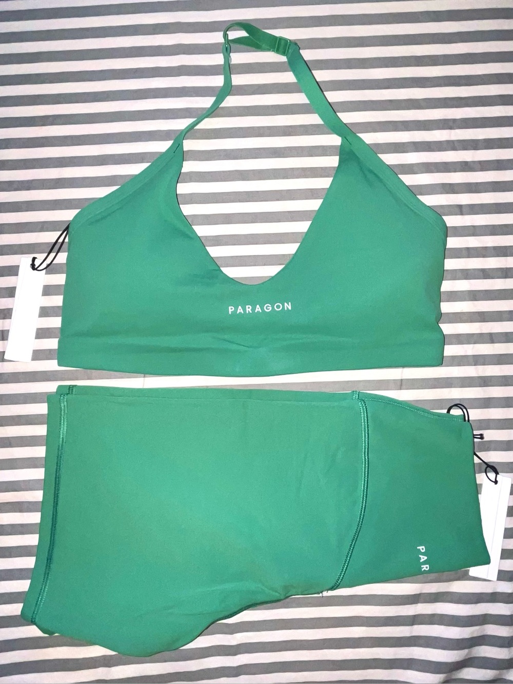 Paragon FormLux Enhance Halter Bra + Sculptseam Plus Short 5” in Avocado Sz M